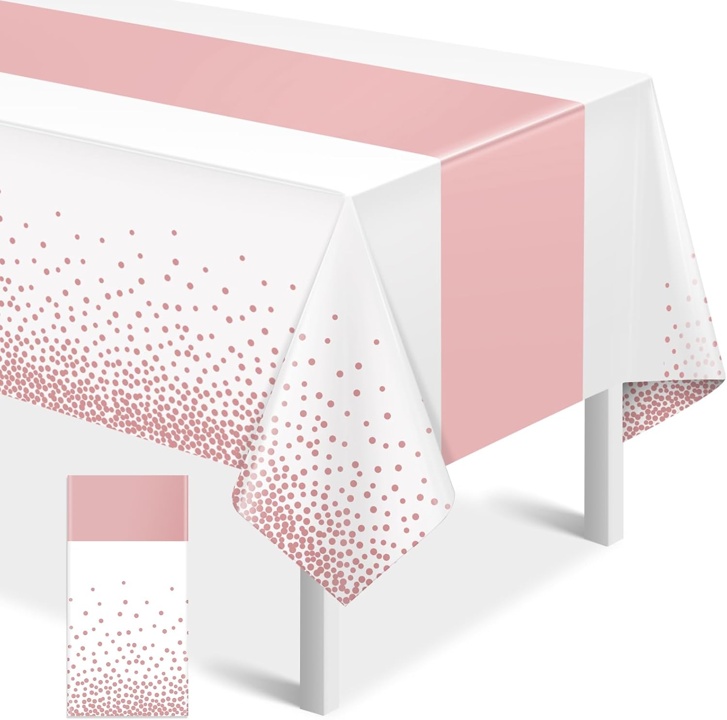 1Pcs White and Rose Gold Tablecloth Party Decorations