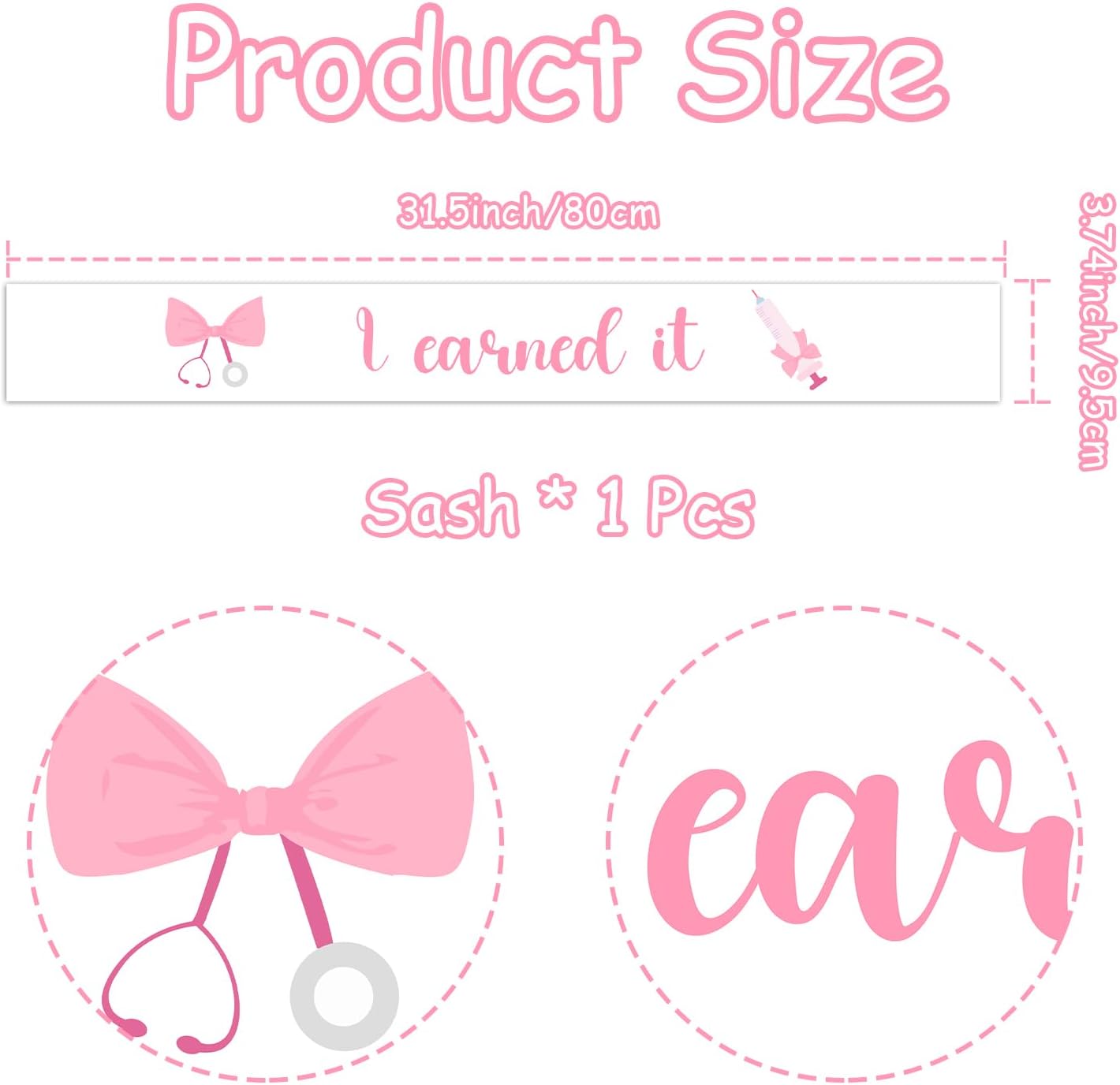 Earned It Pink Bow Graduation Stole for Nurses