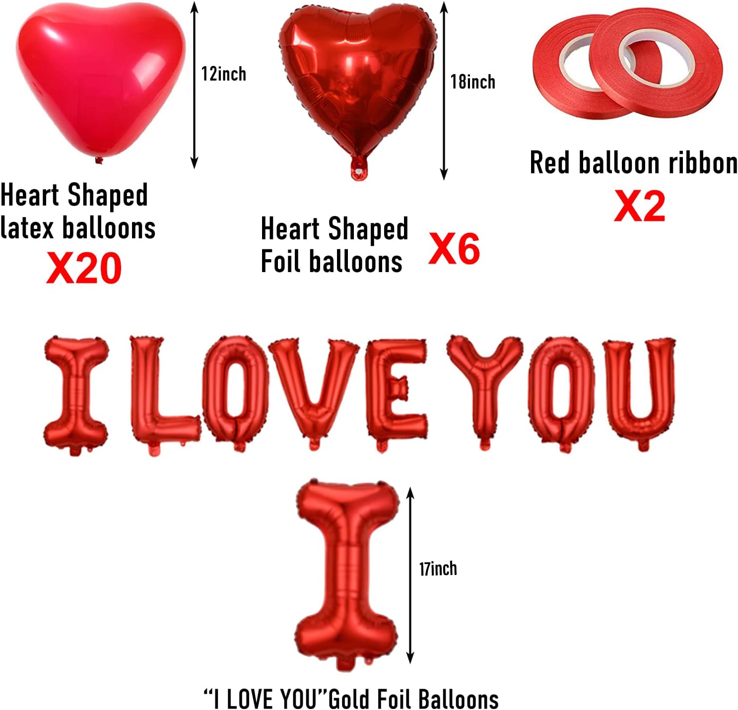 Rainmae Valentine Balloons Kit with 1000 Silk Rose Petals