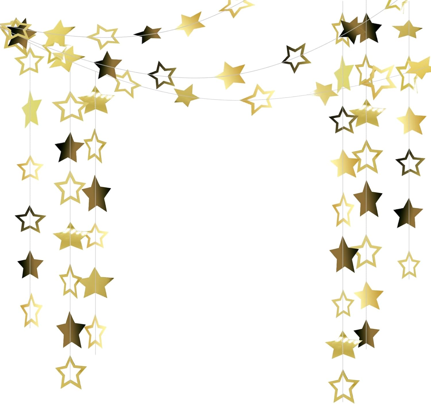 10 Pack Glitter Star Garland for Party Decorations