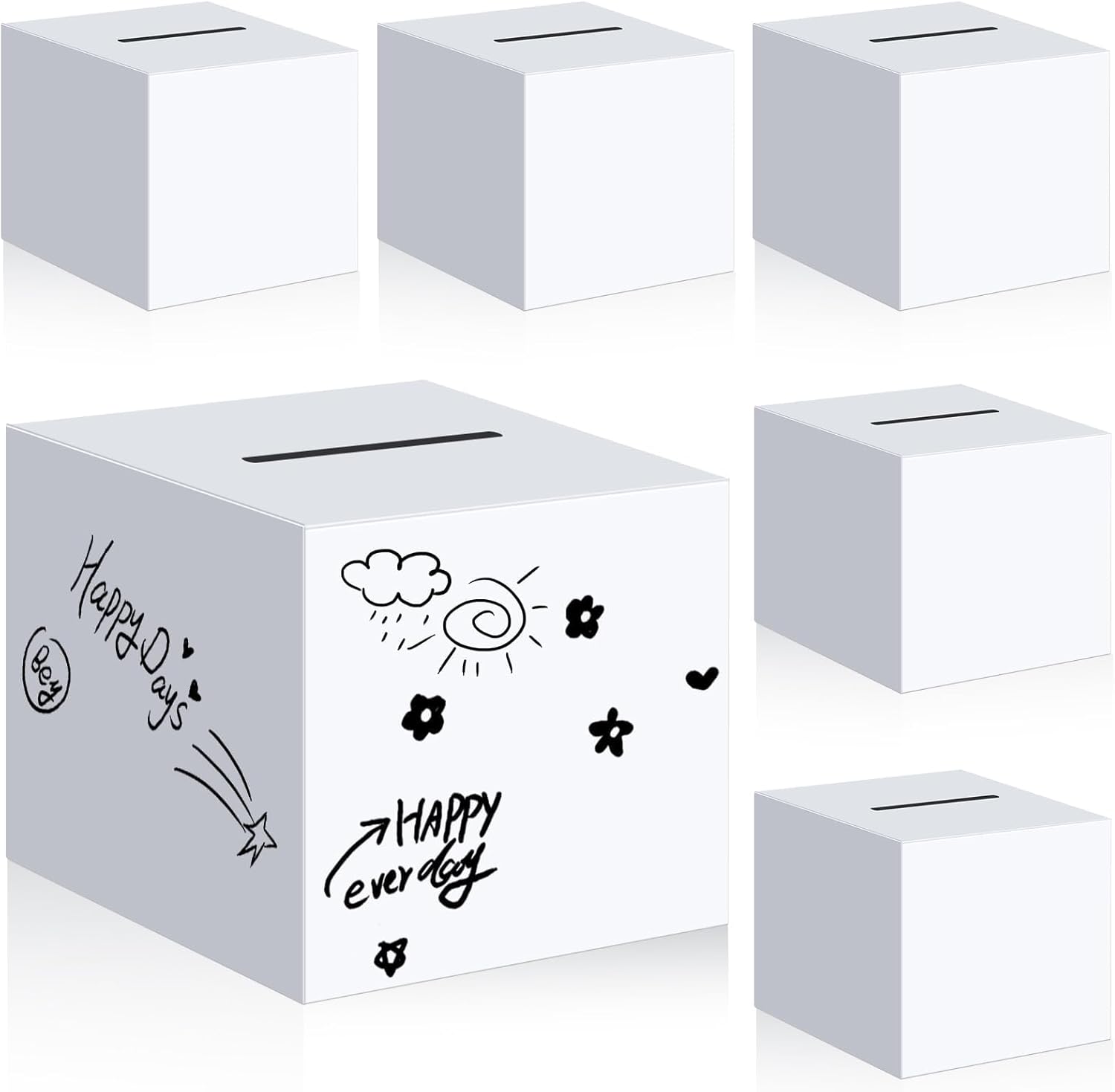 6 Pack 10 Inch White Cardboard Raffle Boxes