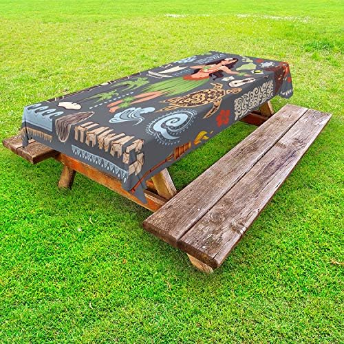 Ambesonne Hula Girl Tablecloth 58x84 Multicolor