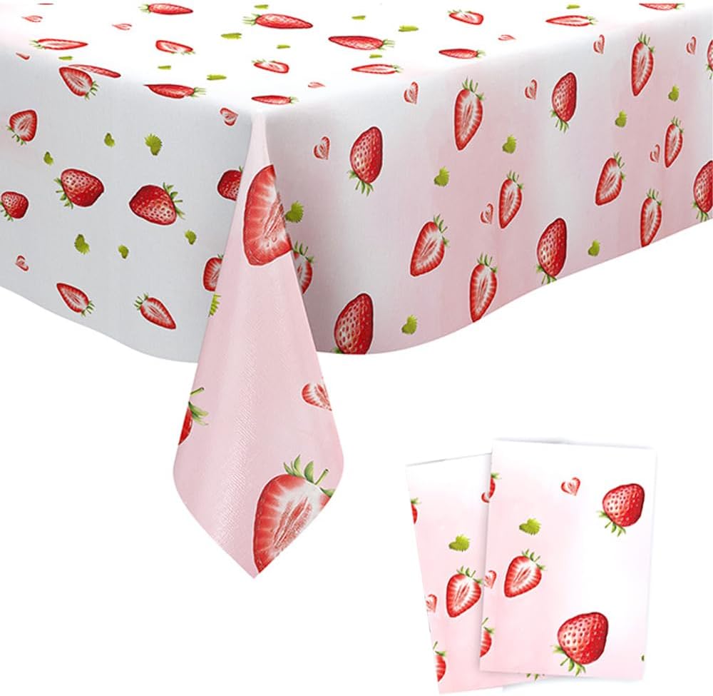 2pcs Strawberry Tablecloth for Birthday Parties