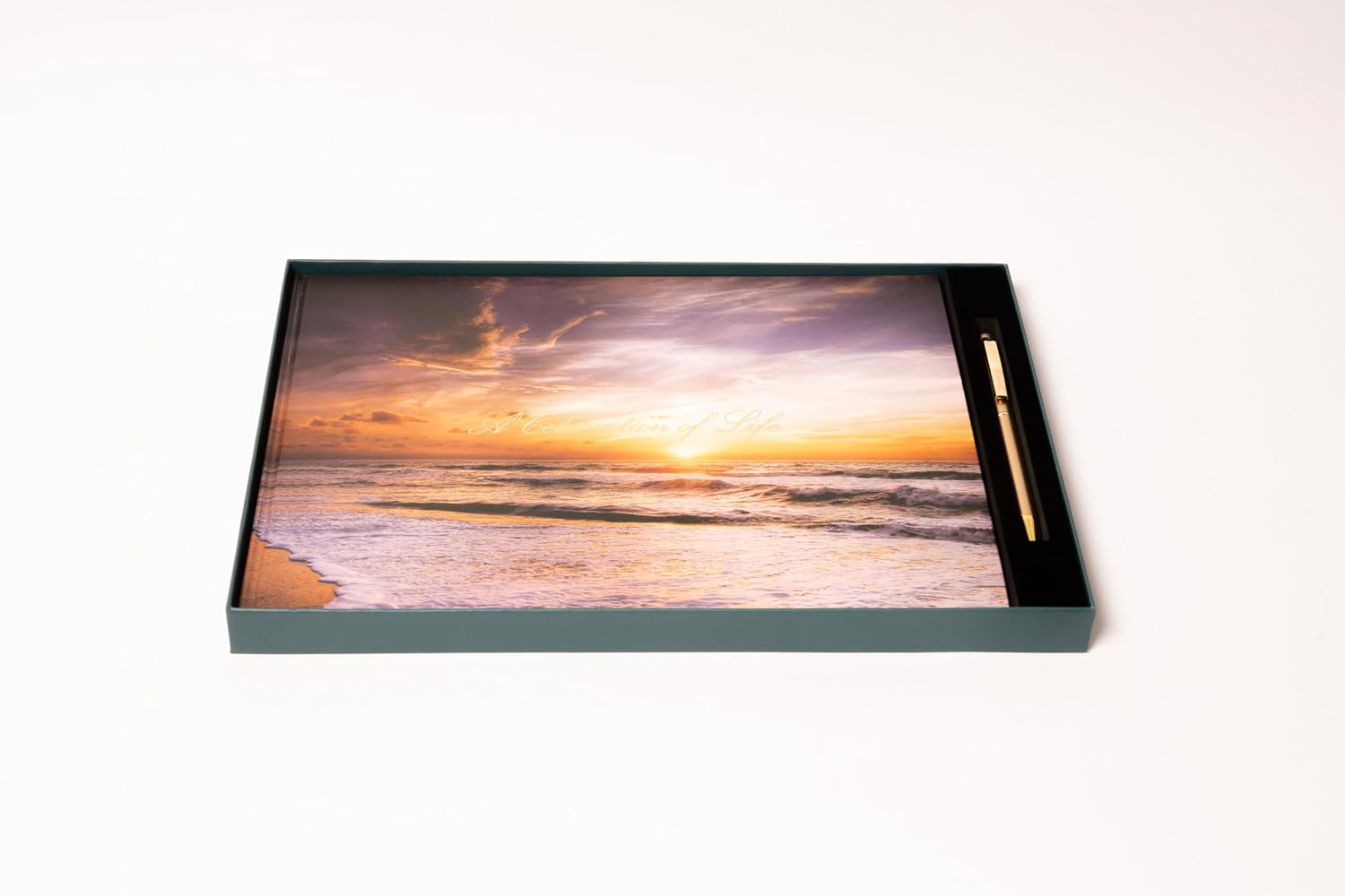 LIFETOO Ocean Sunset Funeral Guest Book with Pen