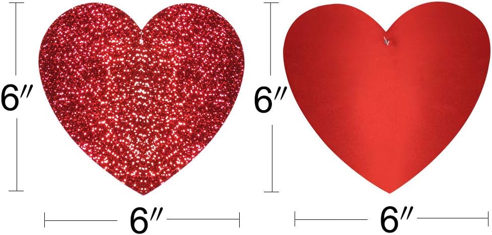 Valentines Day Glitter Heart Swirl Hanging Decorations 30 Ct