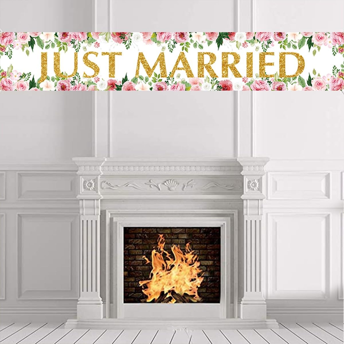 Just Married Wedding Backdrop Banner 118x197 Inch