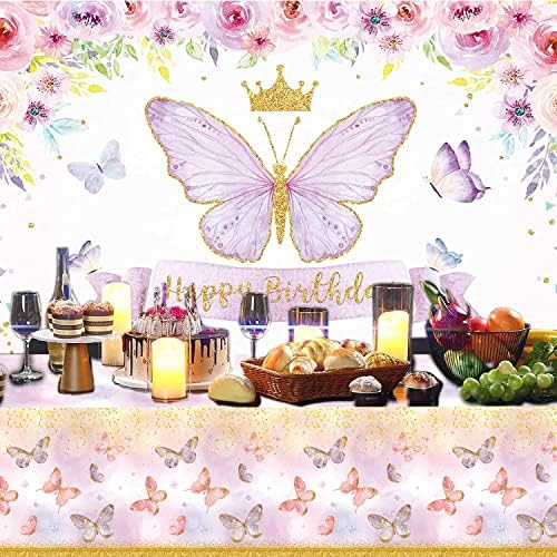4pcs Butterfly Birthday Tablecloths Pink Purple Decorations for Girls