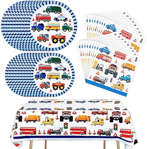 Traffic Cars Trucks Transportation Party Ware Set for 20 Guests