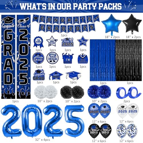 2025 Graduation Party Decorations Blue Set