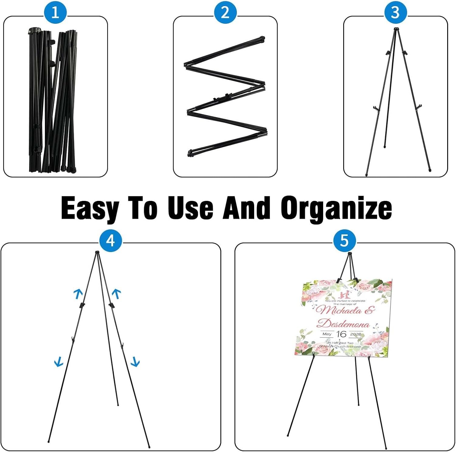 6 Pack Folding Easel Stand for Display and Sign