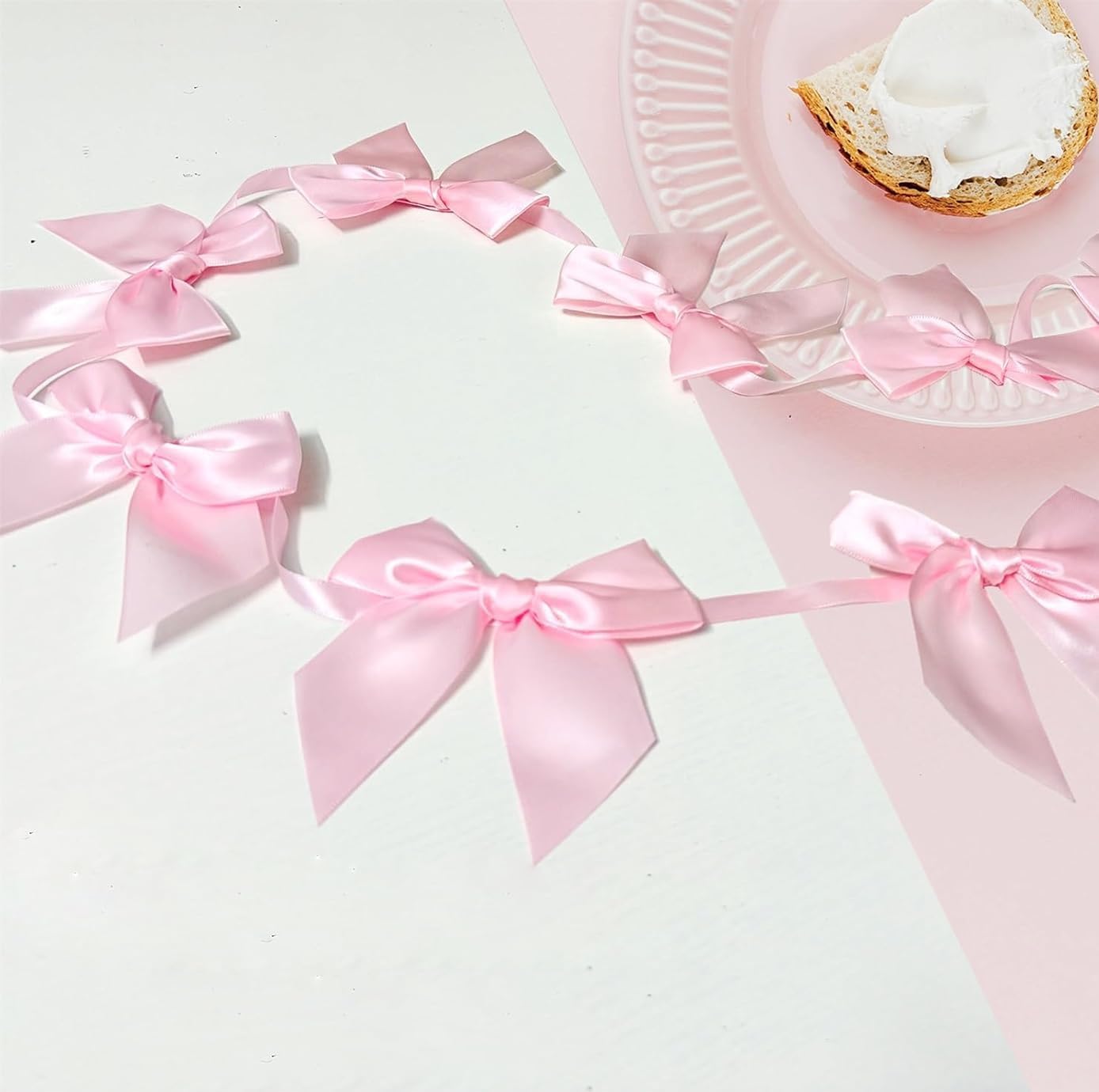 Pink Bow Banner Garland 2 Strings with 13 Pink Bows Each