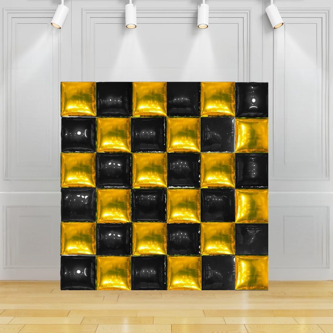 Black and Gold Foil Balloon Wall 36 Pack