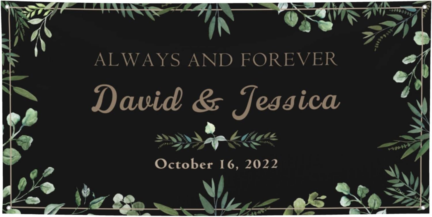Always and Forever Wedding Banner 47x12 Inch Custom Size Black