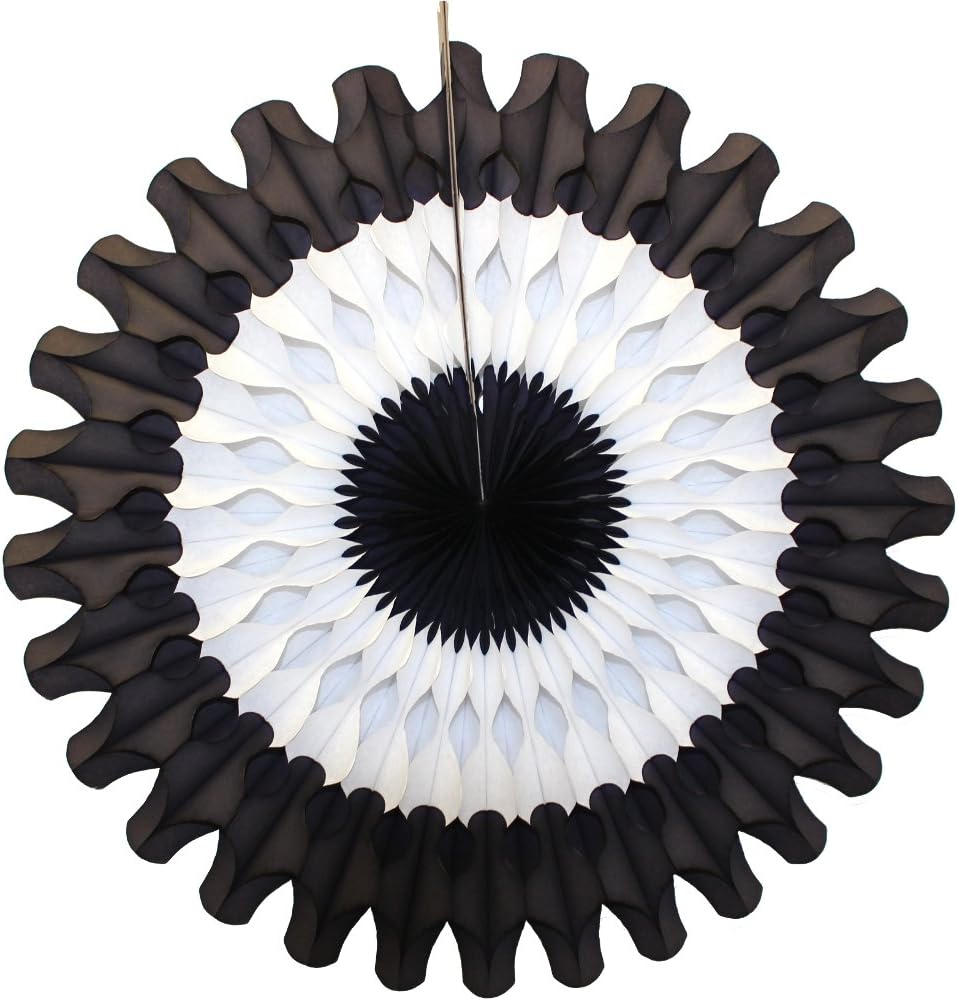 3 Piece Black and White Tissue Paper Fan Decor Set