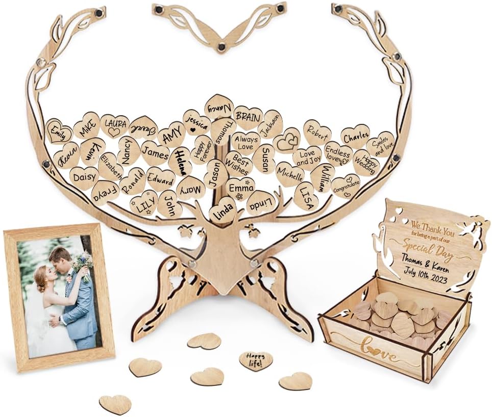 Heart-Shaped Wedding Guest Book with Tree of Life Frame
