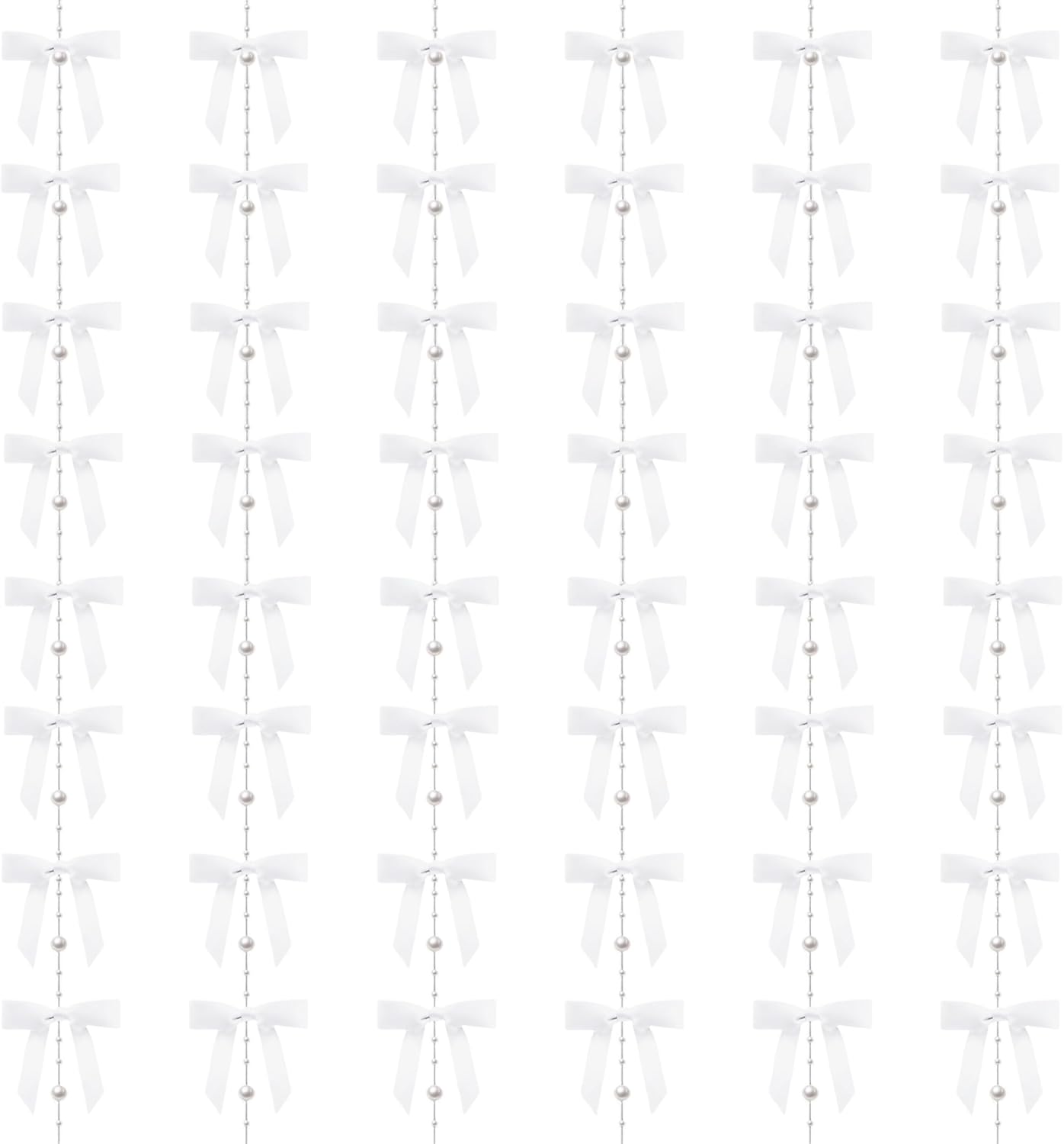 Meseey 6 Pack White Satin Bow Garland Set
