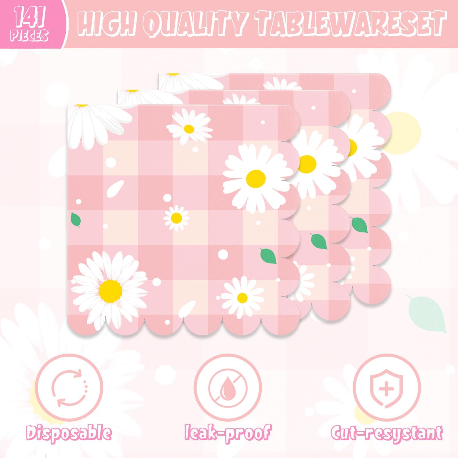 121Pcs Daisy Birthday Party Decorations Set