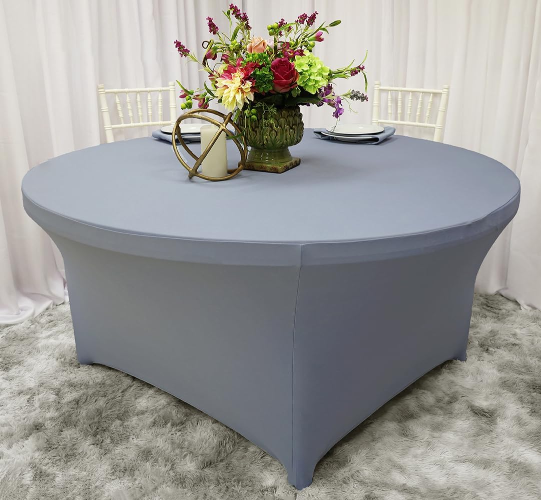 Wholesale 5 Ft Round Spandex Stretch Table Cover - Dusty Blue