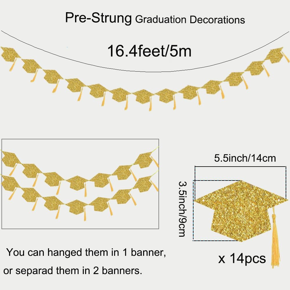 2025 Graduation Cap with Tassel Banners for Party Decor
