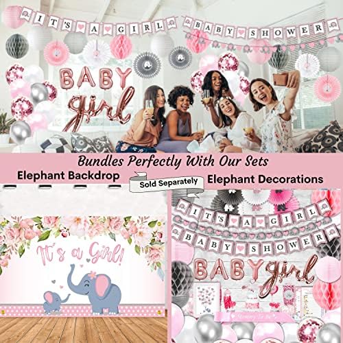 201 Pc Pink Elephant Baby Shower Decorations Set Serves 25
