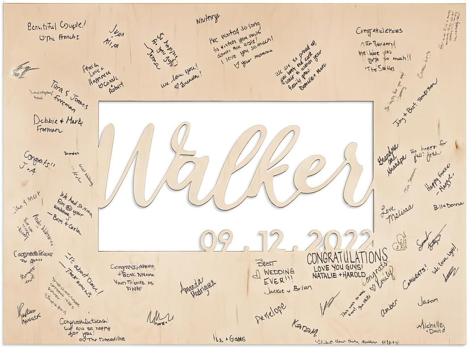 Custom Wooden Wedding Guest Book Alternative with Last Name