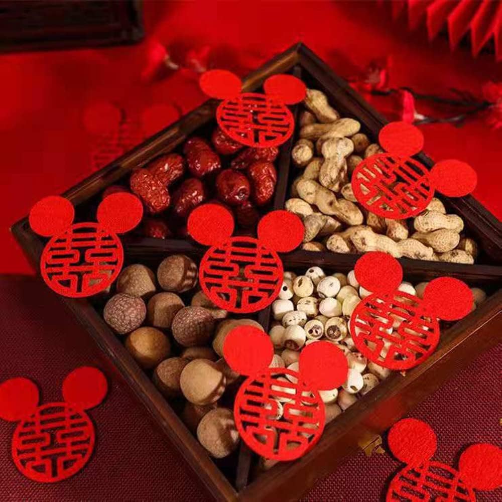 120 Pcs Double Happiness Confetti Wedding Decoration Paper Cut