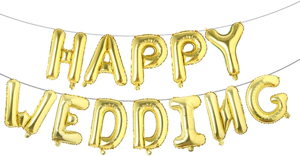 Happy Wedding Balloons Gold Decorations for Celebration