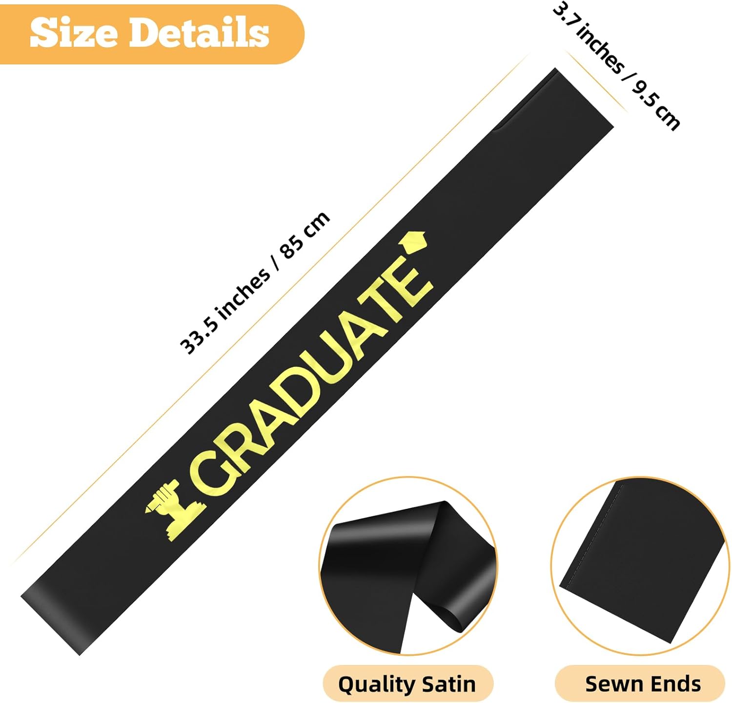 Graduation Sash with Gold Fonts for Graduate Students