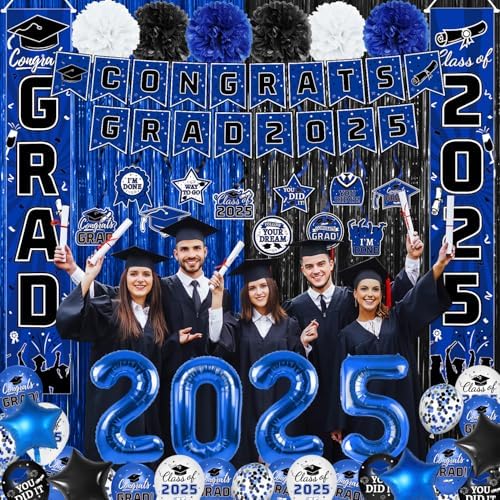2025 Graduation Party Decorations Blue Set