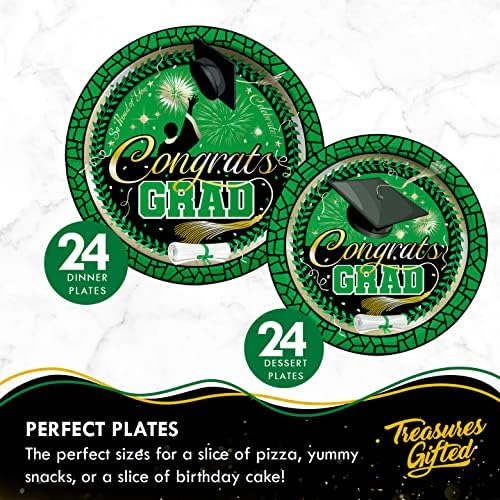 Treasures Gifted Green Graduation Decorations Set for 24 Guests