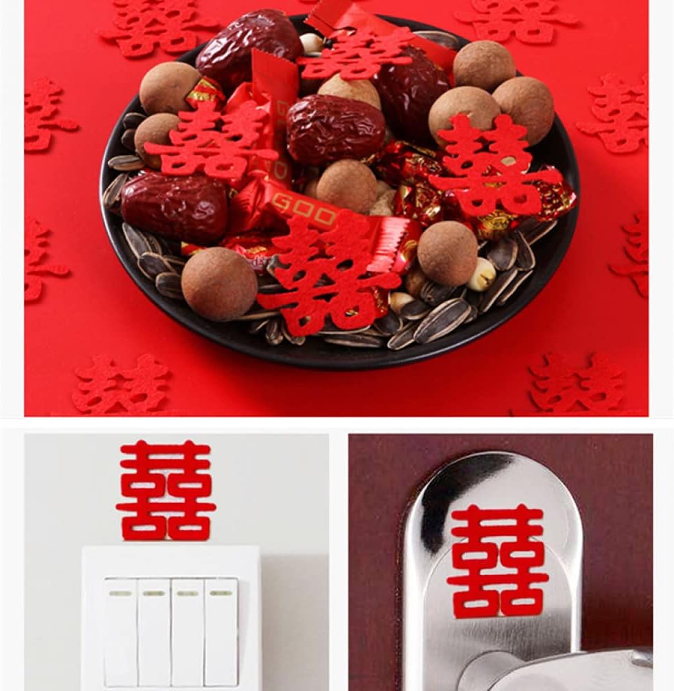 Qweqwe Double Happiness Confetti Wedding Decor 120pcs