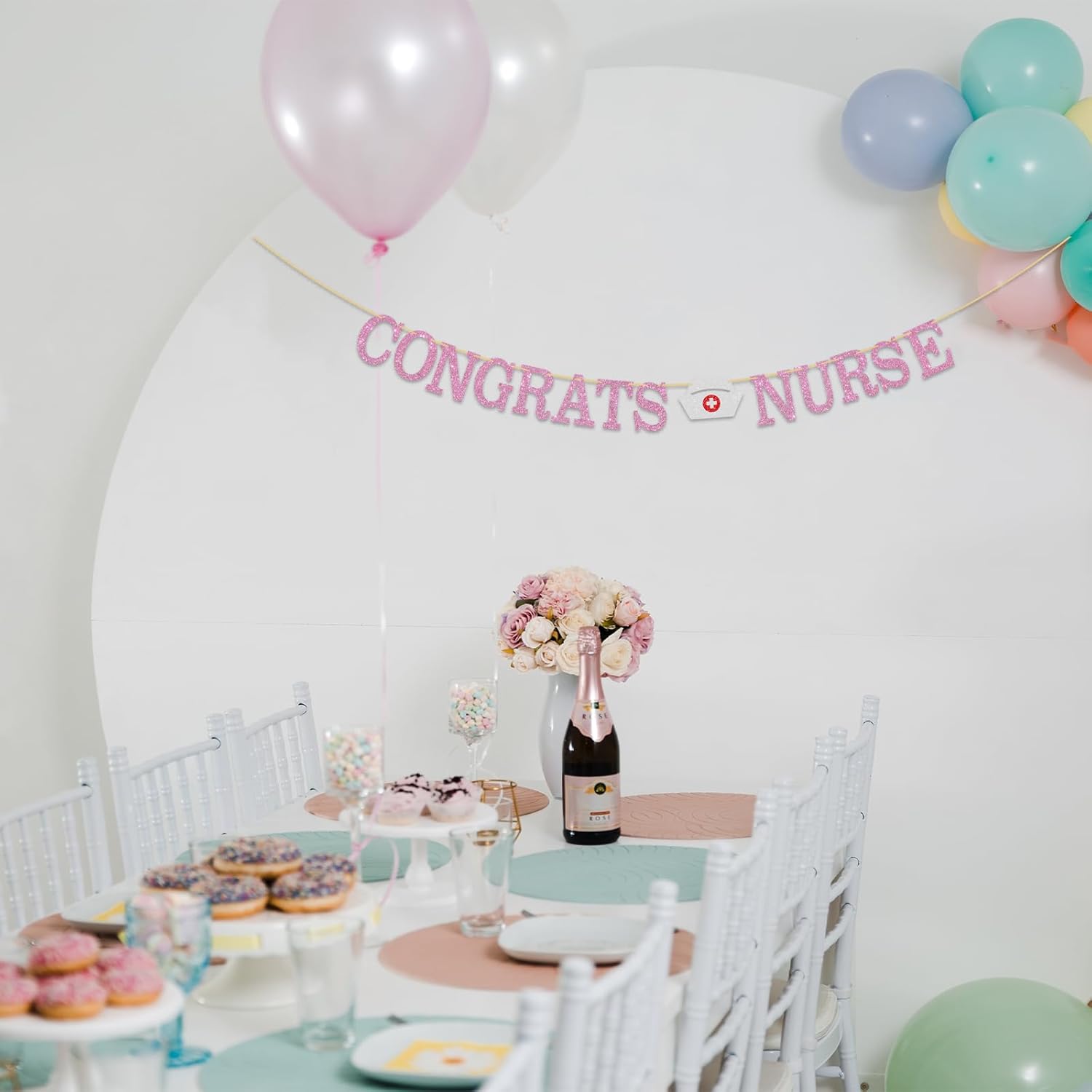 Pink Glitter Congrats Nurse Banner 3x5
