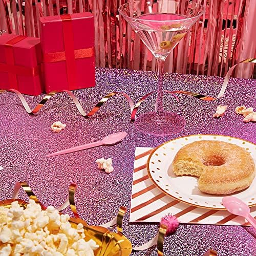 4 pcs Pink Holographic Laser Tablecloths for Party Decor