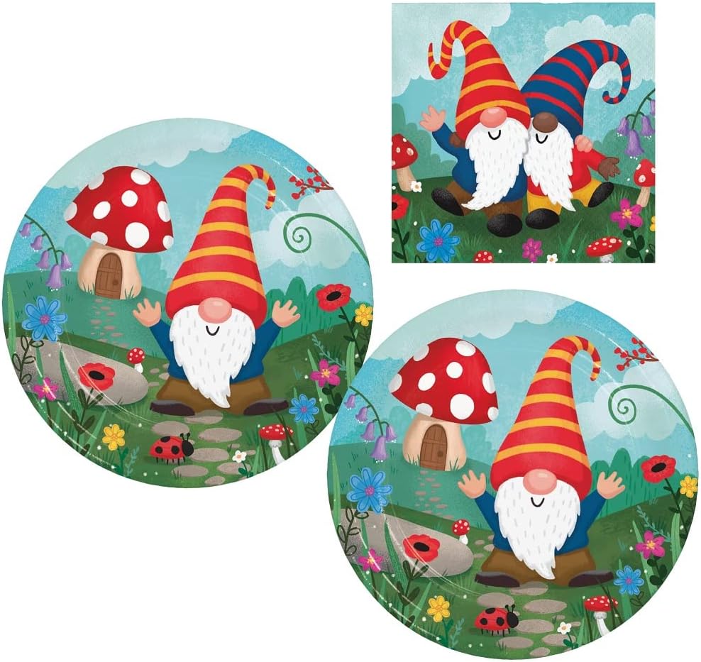 Gnome Themed Party Supplies for 16 People