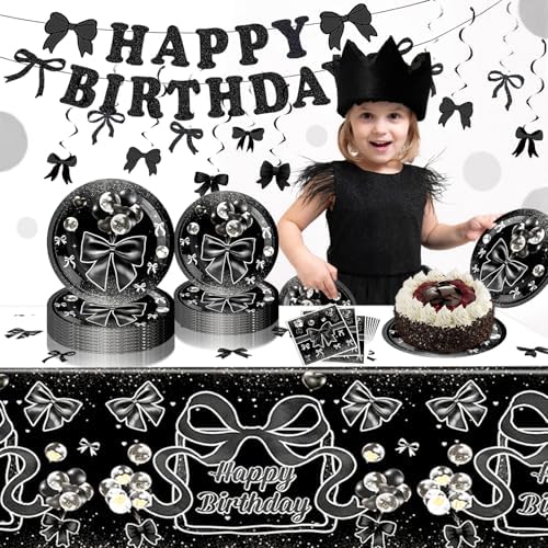 Black Bow Party Decor Set for 20 Guests