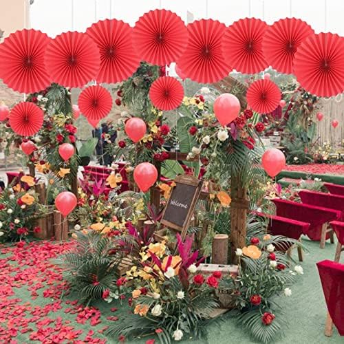 HQZ Red Party Hanging Fans DIY Set 12pcs