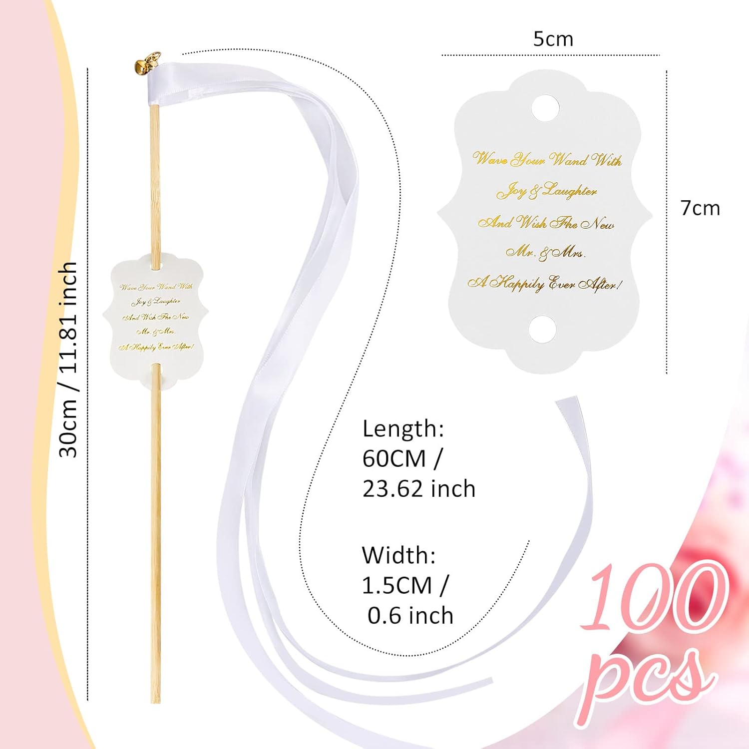 Janinka 100 Set Wedding Wand with Stick and Bell