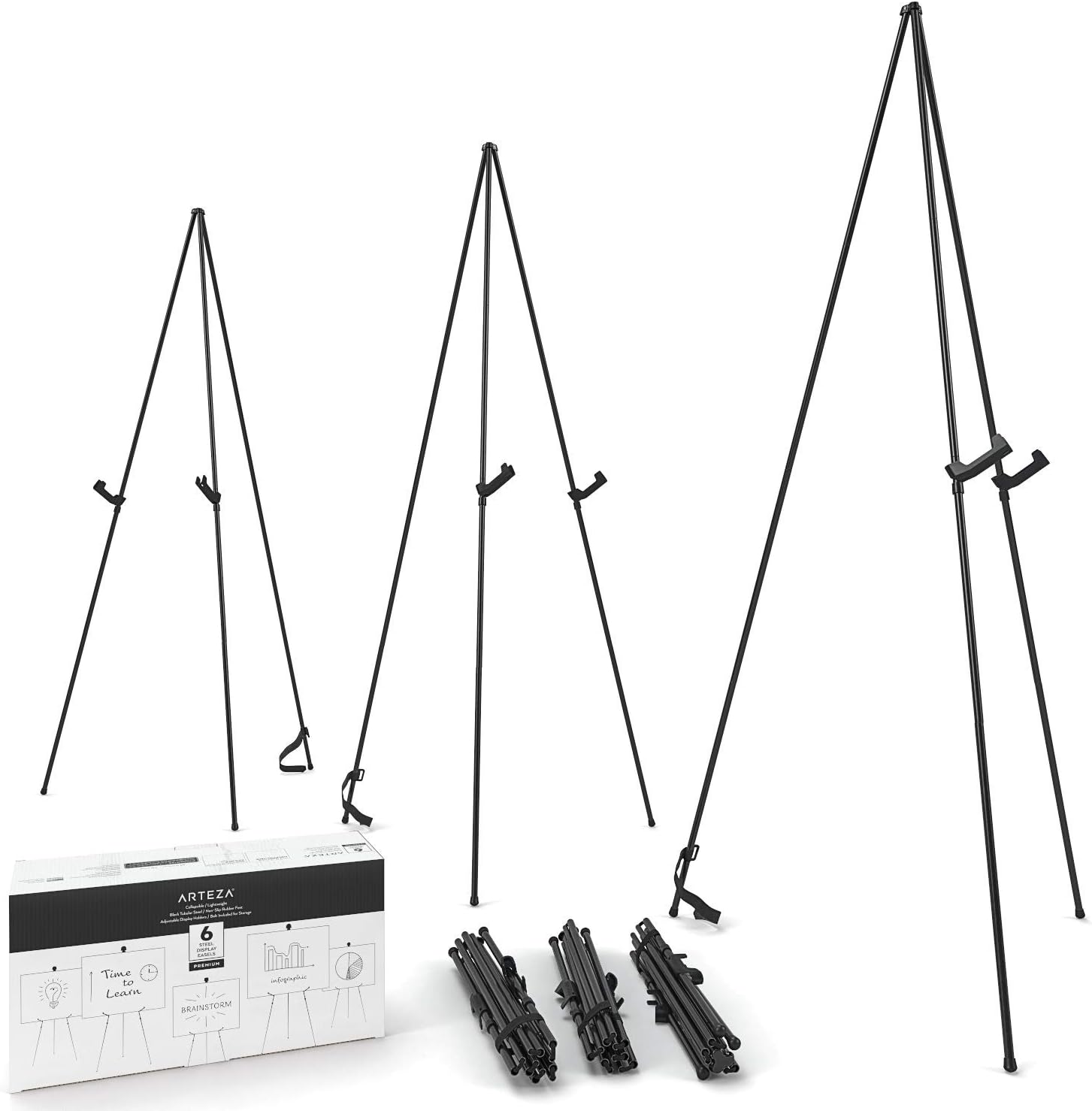 ARTEZA Display Stand Pack of 6 63 Inch Black Portable Easels