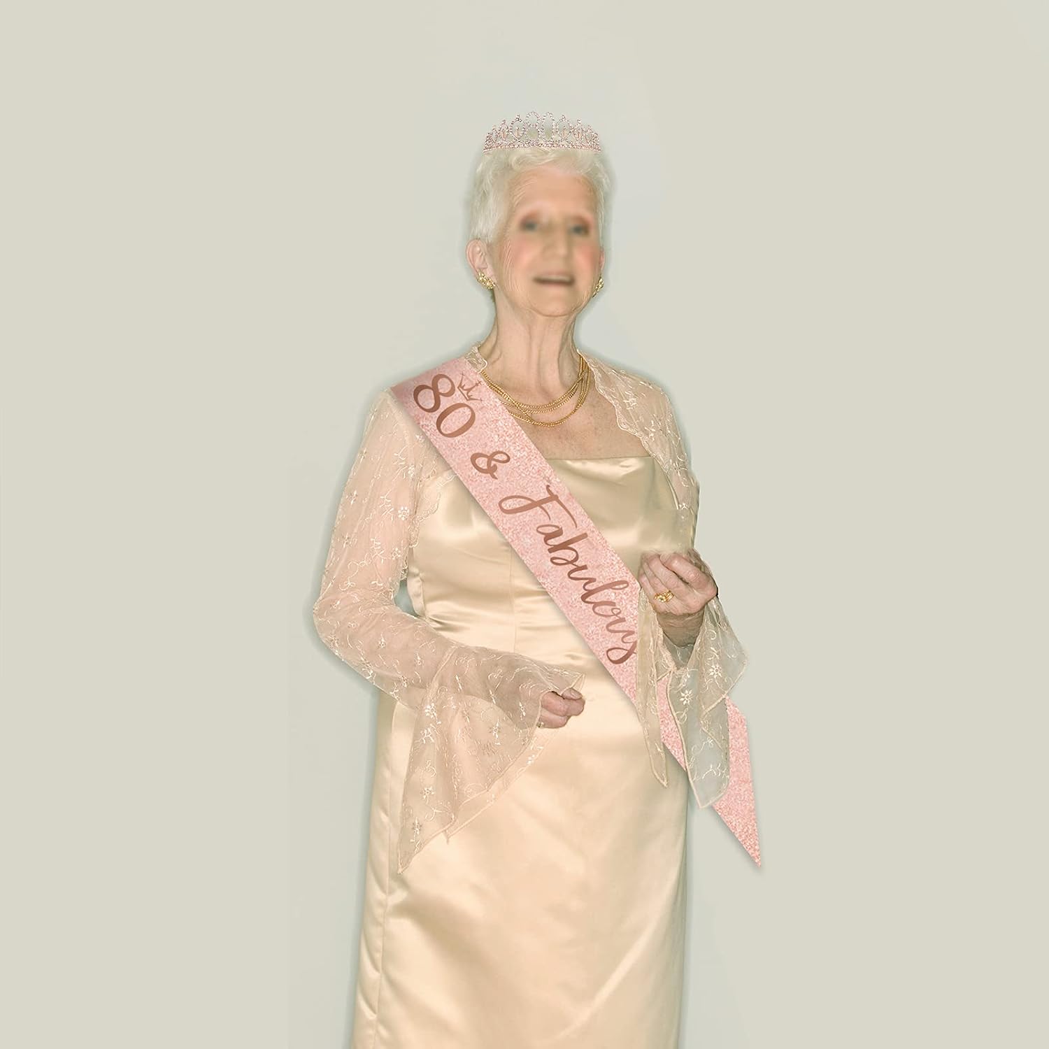 Rose Gold Birthday Tiara and Sash Set for Women