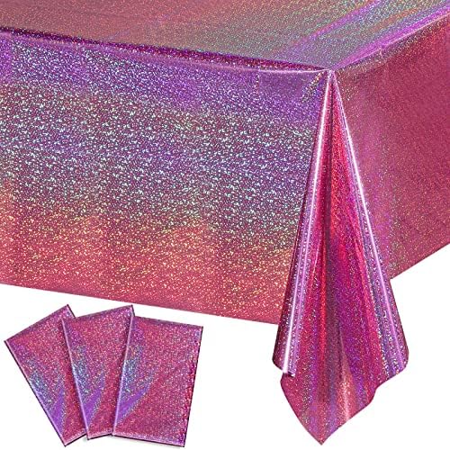 3 Pack Iridescent Plastic Tablecloths for Party Decorations