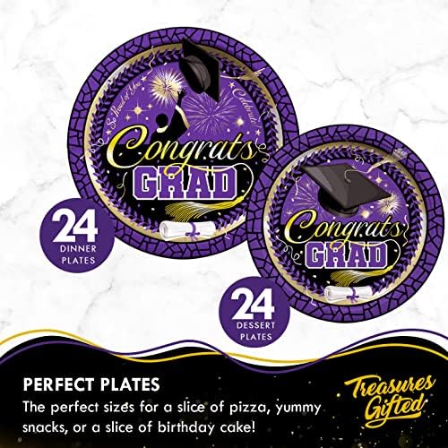 Treasures Gifted Purple Graduation Decor Set for 24 Guests