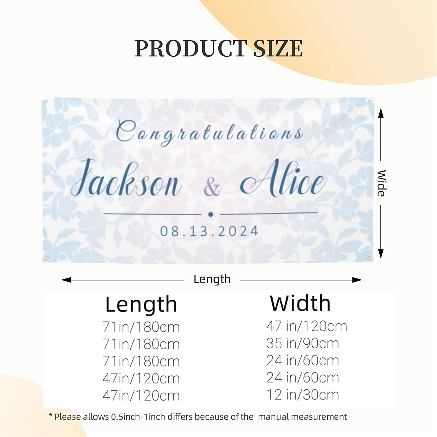 Custom Wedding Banner with Elegant Abstract Leaves Design