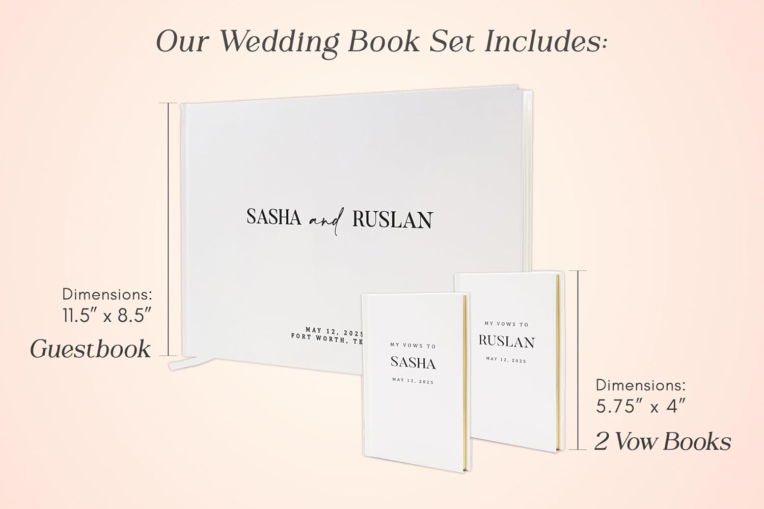 Personalized Wedding Book Set with Guestbook and Vow Books