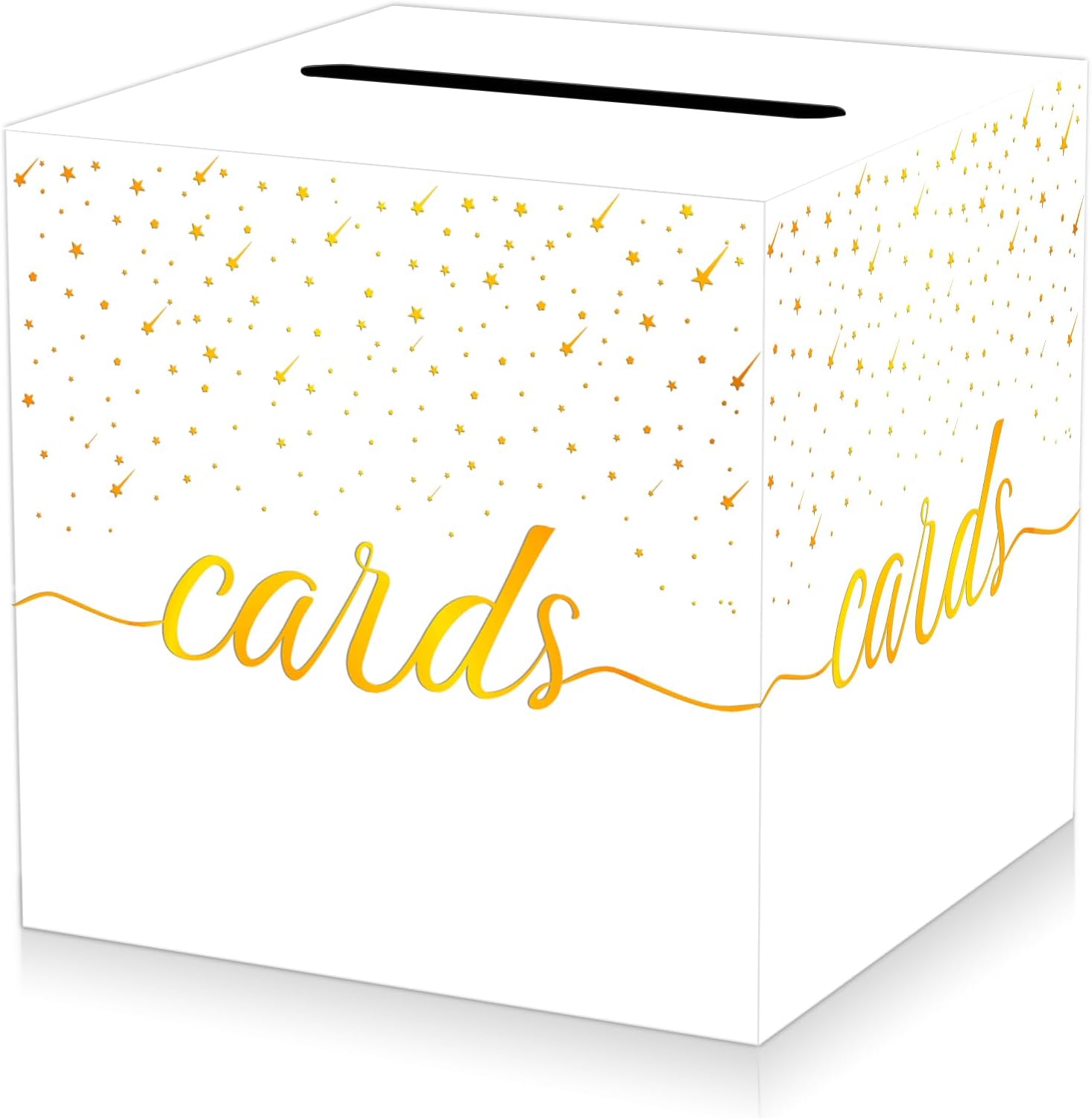 Elegant White Wedding Card Box with Shooting Stars