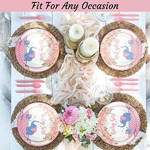 201 Pc Pink Elephant Baby Shower Decorations Set Serves 25