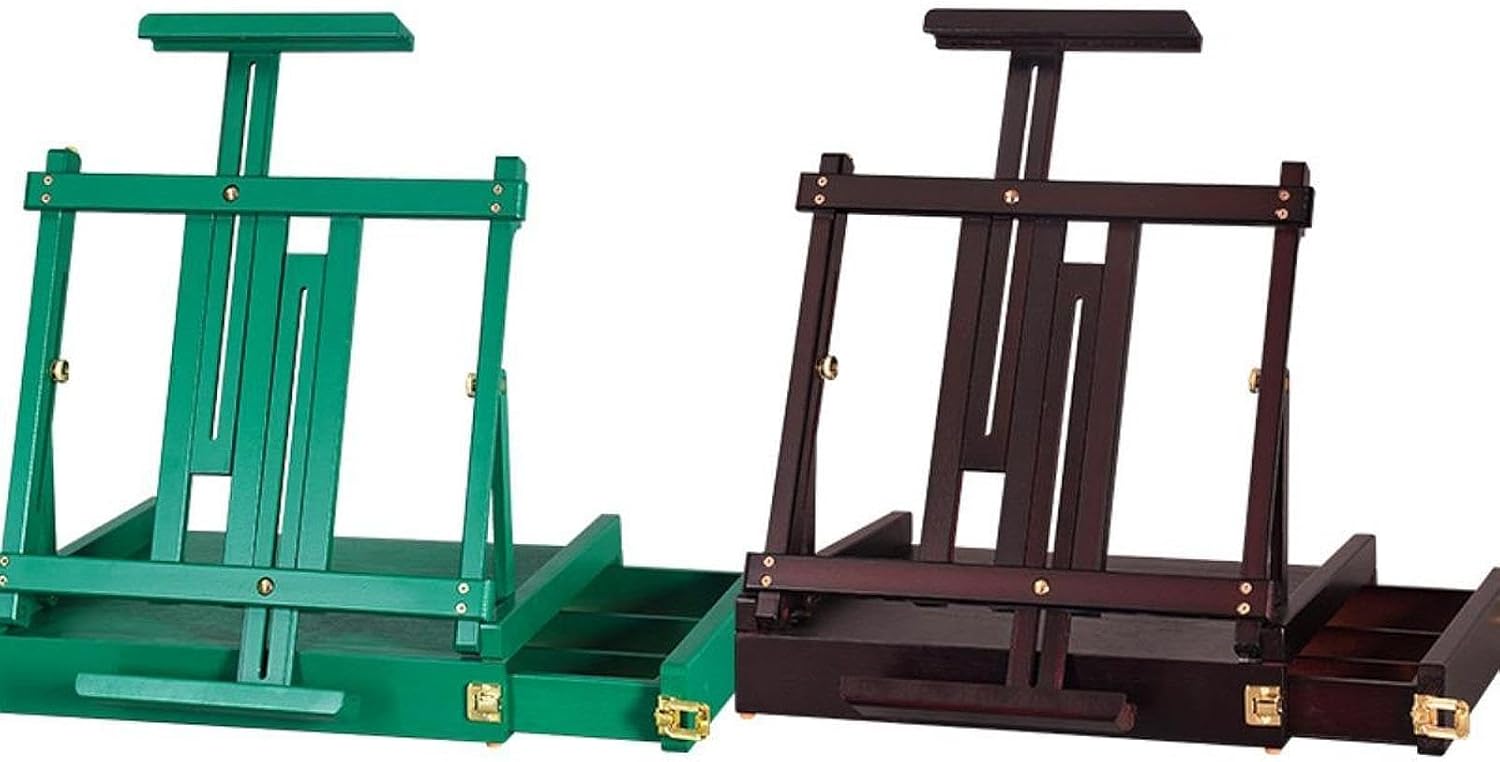 Folding Wooden Stand for Painting and Sketching with Storage Green