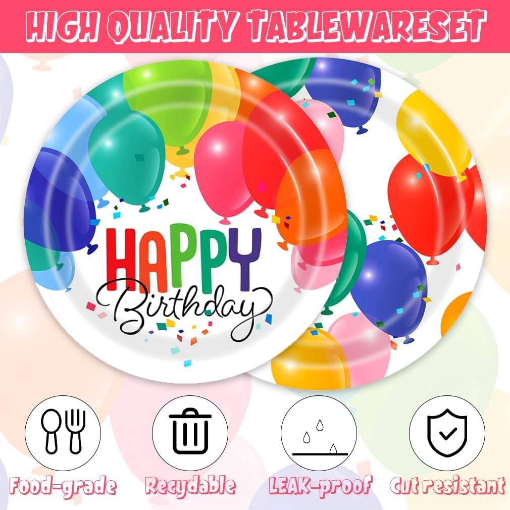 40Pcs Happy Birthday Plates Napkins Set for Kids Party