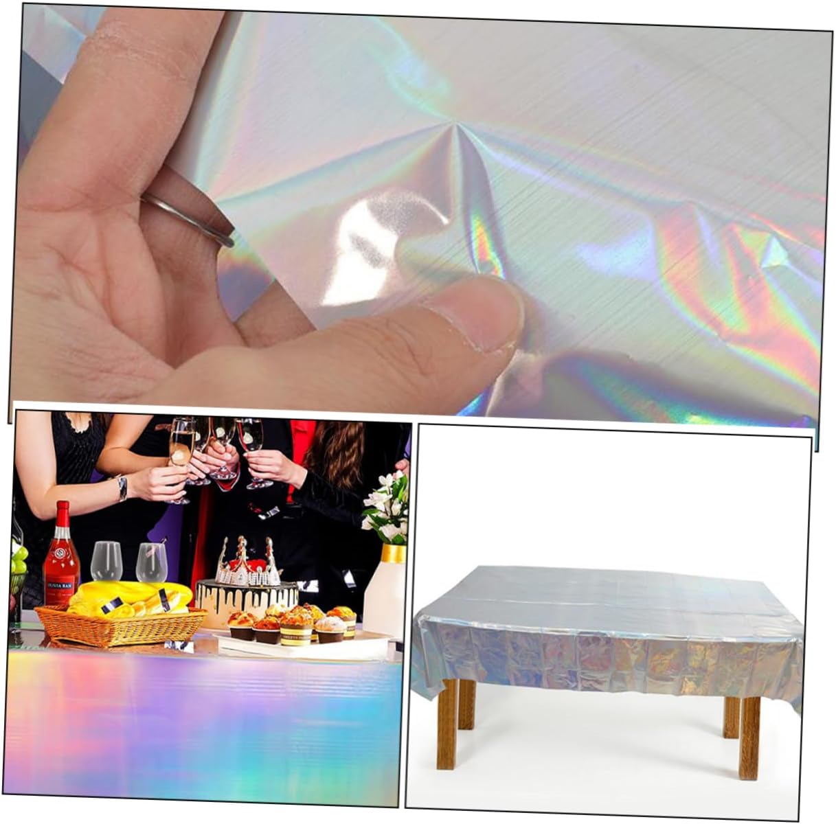 Iridescent Rainbow Tablecloth 2-Piece Set for Parties