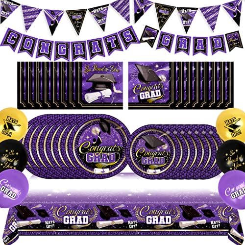 Treasures Gifted Purple Graduation Decorations Set 16