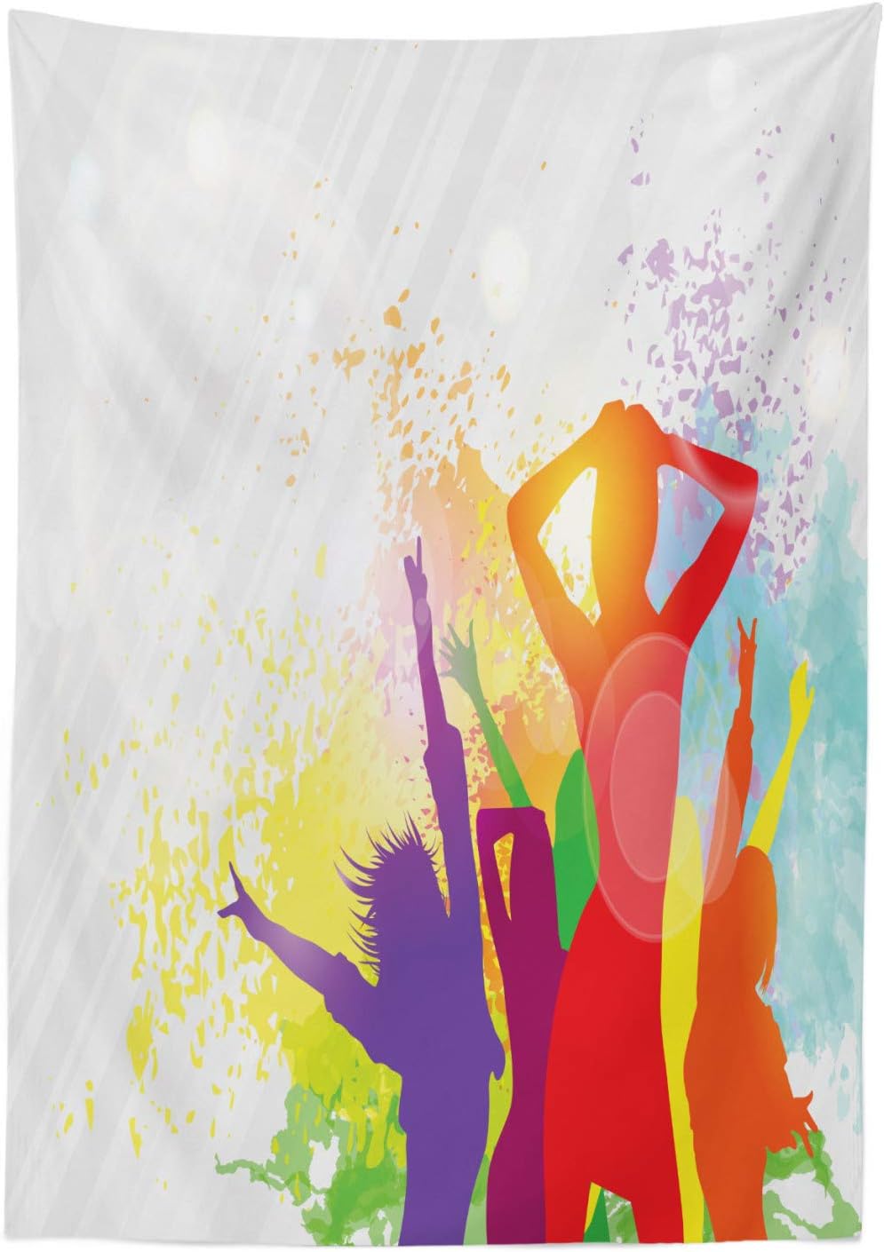 Ambesonne Retro 58x104 Tablecloth Multicolor Waterproof